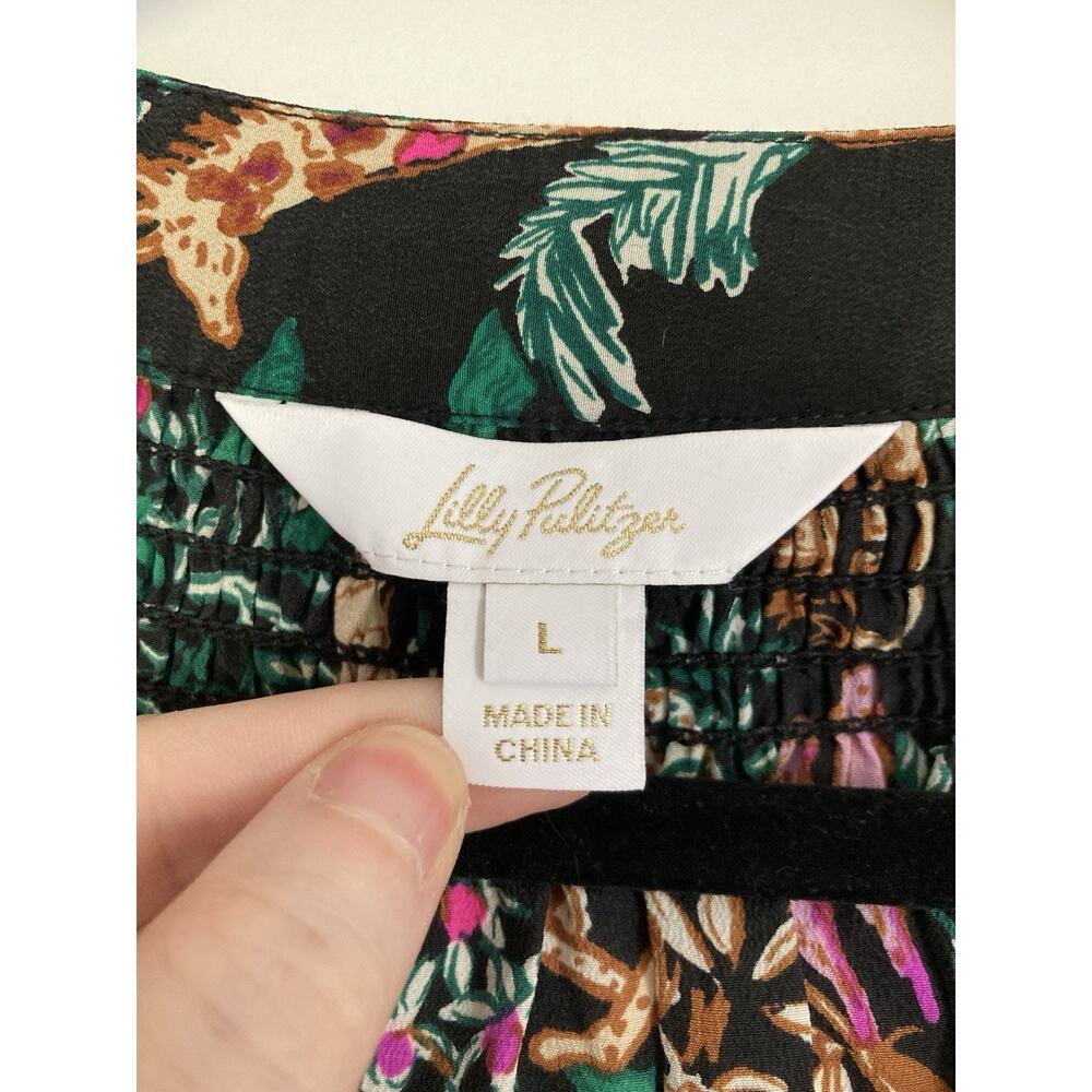 Lilly Pulitzer Elsa Silk Top Multi Dancing in the Moonligh Size Large - Picture 6 of 9